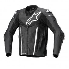 Куртка кожаная ALPINESTARS FUSION BLACK/WHITE/METALLIC GREY