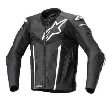 Куртка кожаная ALPINESTARS FUSION BLACK/WHITE/METALLIC GREY