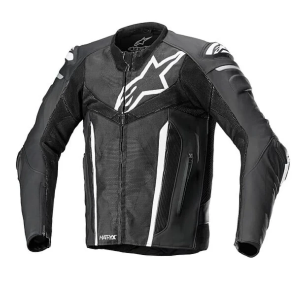 Куртка кожаная ALPINESTARS FUSION BLACK/WHITE/METALLIC GREY