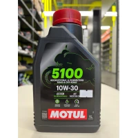 Масло Motul 5100 10W30 4T моторное, полусинтетическое для четырехтактных двигателей мотоциклов, 1литр 113176