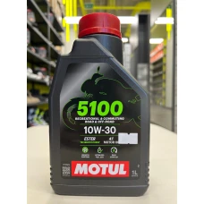Масло Motul 5100 10W30 4T моторное, полусинтетическое для четырехтактных двигателей мотоциклов, 1литр 113176