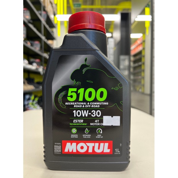 Масло Motul 5100 10W30 4T моторное, полусинтетическое для четырехтактных двигателей мотоциклов, 1литр 113176