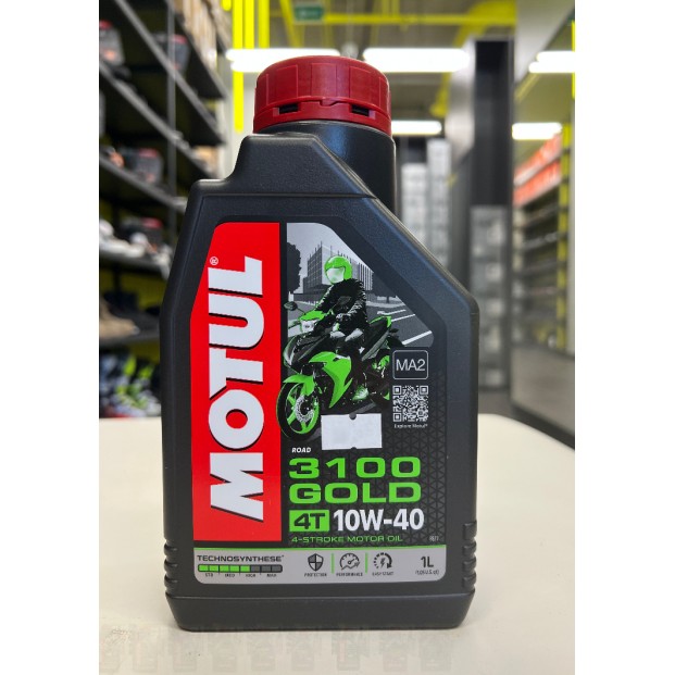 Масло Motul 3100 GOLD 10W40 4T моторное , полусинтетическое для четырехтактных двигателей мотоциклов, 1литр 113192