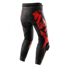 Штаны кожаные REBELHORN INFERNO BLACK/FLUO RED