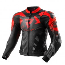 Куртка кожаная REBELHORN INFERNO BLACK/FLUO RED