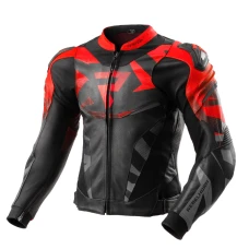 Куртка кожаная REBELHORN INFERNO BLACK/FLUO RED