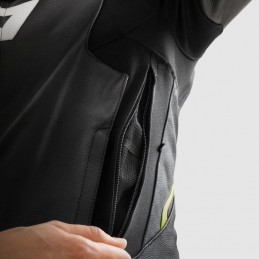 Куртка кожаная REBELHORN VELOCE BLACK/GREY/FLUO YELLOW