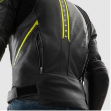 Куртка кожаная REBELHORN VELOCE BLACK/GREY/FLUO YELLOW
