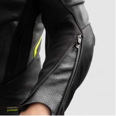 Куртка кожаная REBELHORN VELOCE BLACK/GREY/FLUO YELLOW