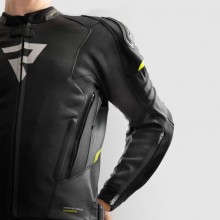 Куртка кожаная REBELHORN VELOCE BLACK/GREY/FLUO YELLOW
