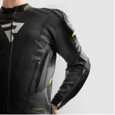 Куртка кожаная REBELHORN VELOCE BLACK/GREY/FLUO YELLOW