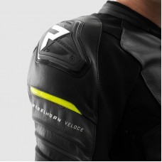 Куртка кожаная REBELHORN VELOCE BLACK/GREY/FLUO YELLOW