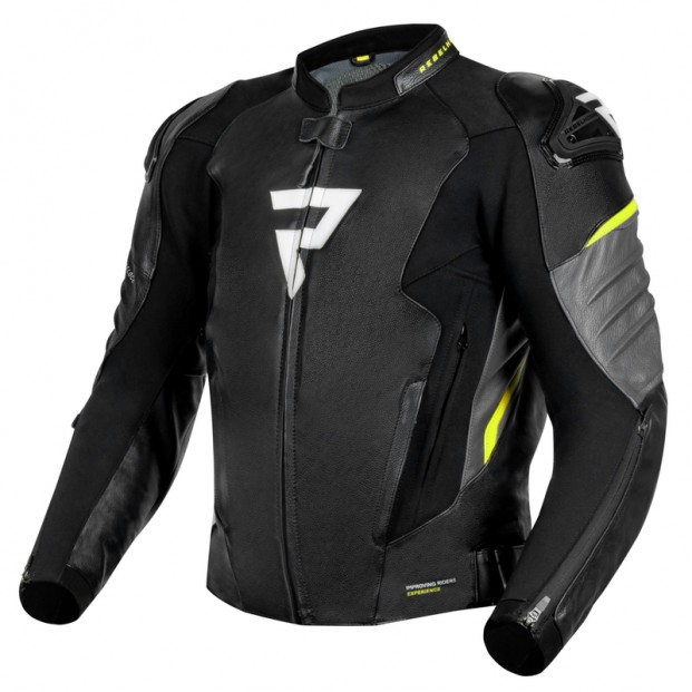 Куртка кожаная REBELHORN VELOCE BLACK/GREY/FLUO YELLOW