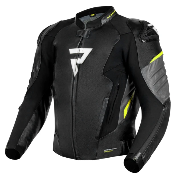 Куртка кожаная REBELHORN VELOCE BLACK/GREY/FLUO YELOW