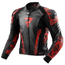 Куртка кожаная REBELHORN VELOCE CAMO BLACK/FLUO RED