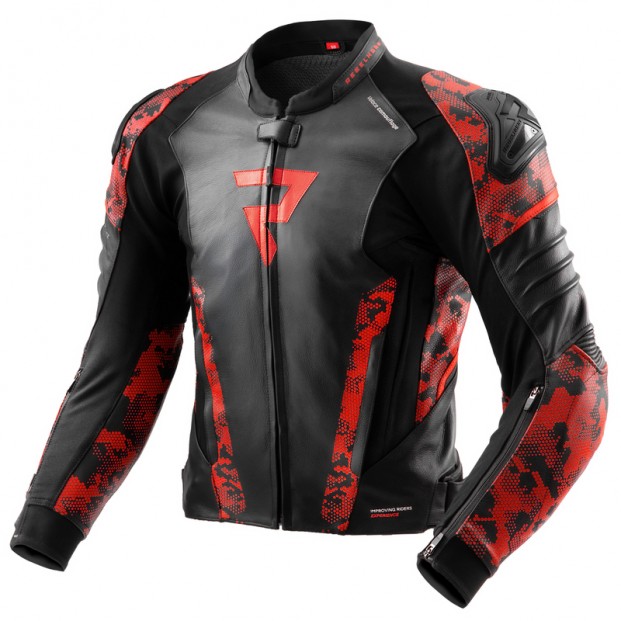 Куртка кожаная REBELHORN VELOCE CAMO BLACK/FLUO RED