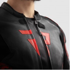 Куртка кожаная REBELHORN VELOCE CAMO BLACK/FLUO RED