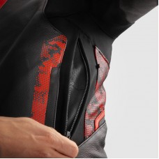 Куртка кожаная REBELHORN VELOCE CAMO BLACK/FLUO RED