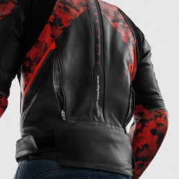 Куртка кожаная REBELHORN VELOCE CAMO BLACK/FLUO RED