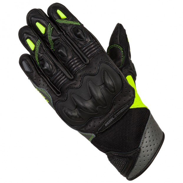 Перчатки REBELHORN FLUX 2 BLACK, FLO YELLOW