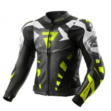 Куртка кожаная REBELHORN INFERNO BLACK/FLUO YELLOW
