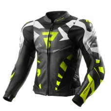 Куртка кожаная REBELHORN INFERNO BLACK/FLUO YELLOW