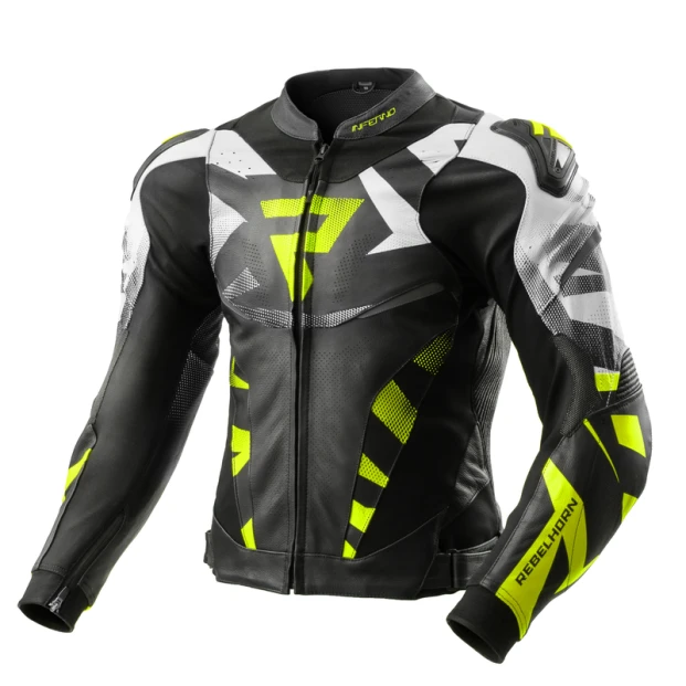 Куртка кожаная REBELHORN INFERNO BLACK/FLUO YELLOW