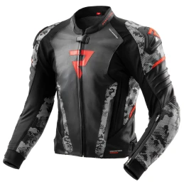 Куртка кожаная REBELHORN VELOCE BLACK/GREY CAMO/FLUO RED