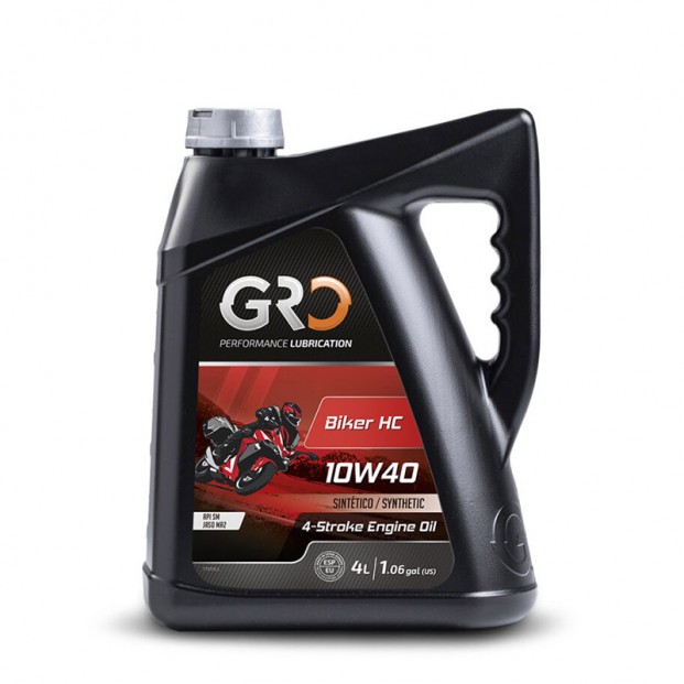 Масло моторное для мотоциклов GRO BIKER HC 10W40, Synthetic technology, 4 л