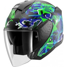 ШЛЕМ SHARK SKWAL JET PRANZ Mat Baclck/Green/Blue