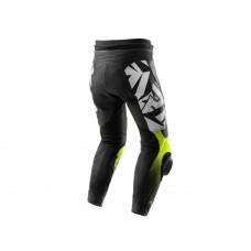 Брюки кожаные REBELHORN INFERNO BLACK/WHITE/FLUO YELLOW