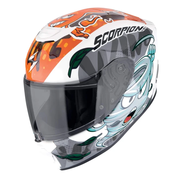 Шлем SCORPION EXO-JNR AIR The4elements Blanc-Bleu-Orange (361)
