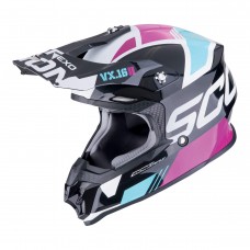 Шлем SCORPION VX-16 EVO AIR ANALOG Noir métal-Bleu-Rose (352)