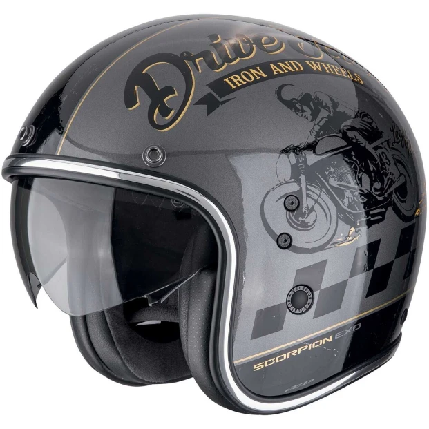 Шлем SCORPION BELFAST EVO DRIVE FAST Argent-Noir-Or (364)