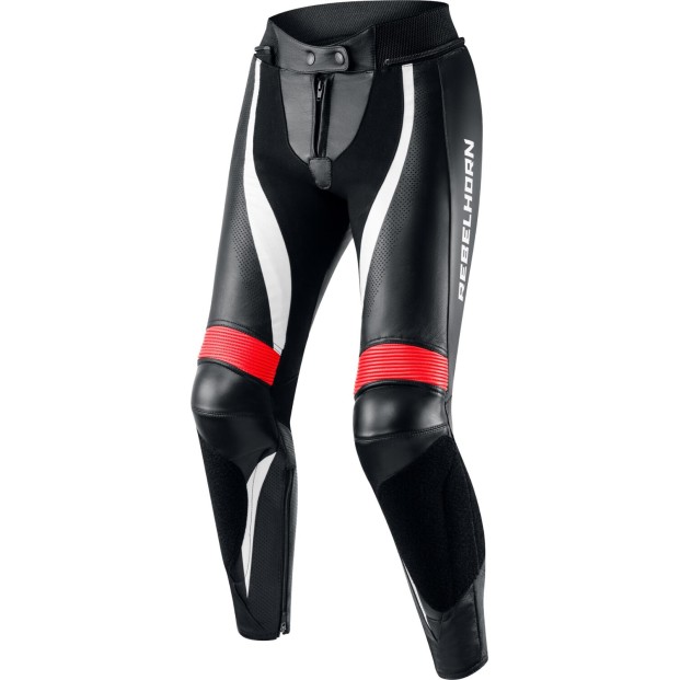 Штаны кожаные REBELHORN REBEL LADY BLACK/FLO RED/WHITE