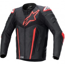 Куртка кожаная ALPINESTARS FUSION BLACK/FLUO RED