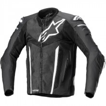 Куртка кожаная ALPINESTARS FUSION BLACK/WHITE/METALLIC GREY