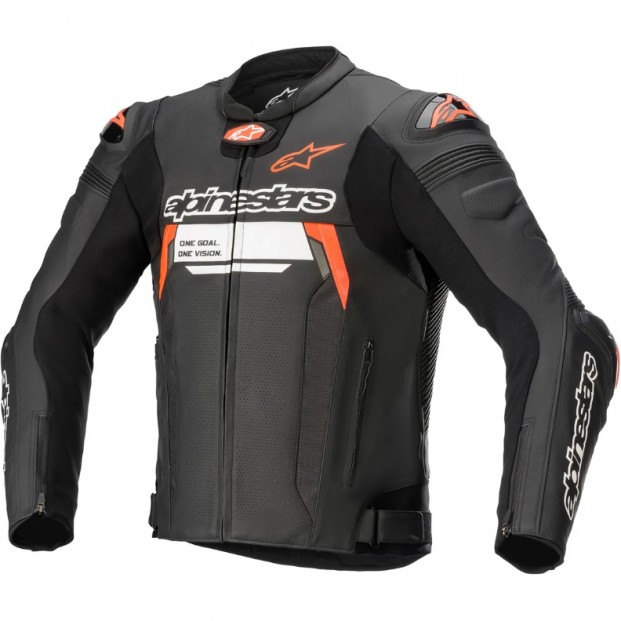Куртка кожаная ALPINESTARS MISSILE V2 IGNITION BLACK/FLUO RED
