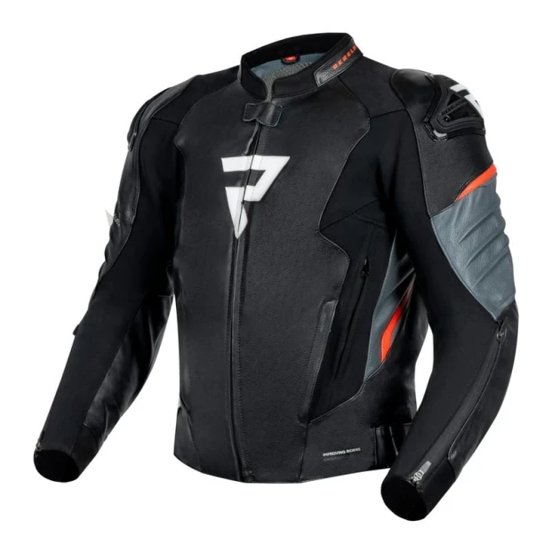 Куртка кожаная REBELHORN VELOCE BLACK/GREY/FLUO RED