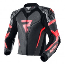 Куртка кожаная REBELHORN REBEL BLACK/FLO RED