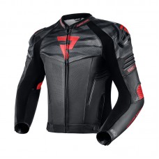 Куртка кожаная REBELHORN VANDAL BLACK/FLO RED