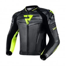Куртка кожаная REBELHORN VANDAL BLACK/FLO YELLOW