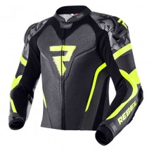 Куртка кожаная REBELHORN REBEL BLACK/FLO YELLOW