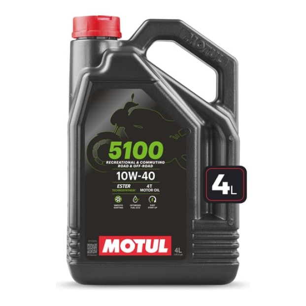 Масло Motul 5100 10W40 4T моторное, полусинтетическое для четырехтактных двигателей мотоциклов, 4 л
