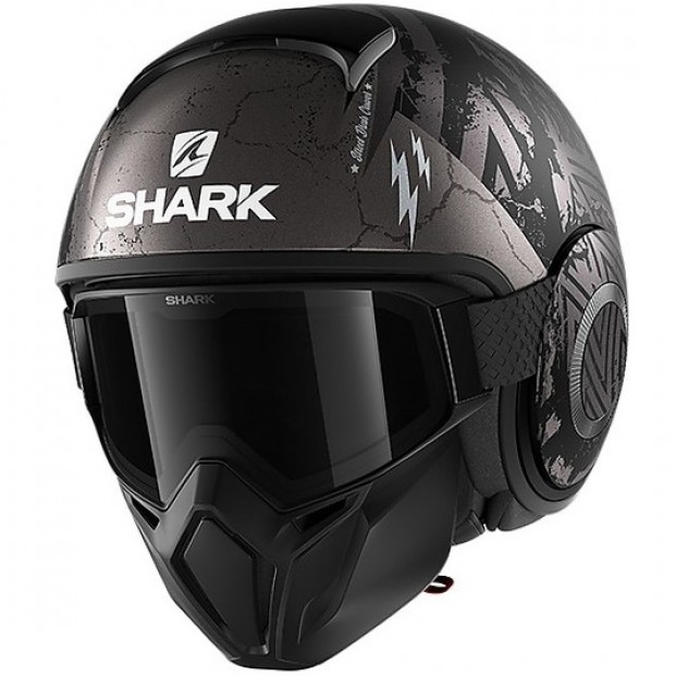 Шлем STREET-DRAK Crower Mat Black Anthracite Matt Silver KAS