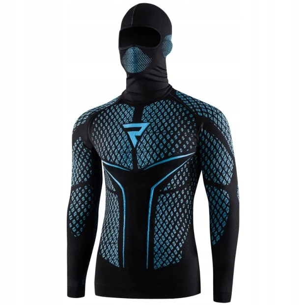 Фуфайка с длиным рукавом термо REBELHORN с балаклавой THERM II 2W1 BLACK/BLUE