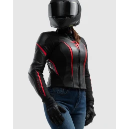 Куртка кожаная женская REBELHORN DIVA ST BLACK RED WHITE