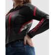 Куртка кожаная женская REBELHORN DIVA ST BLACK RED WHITE
