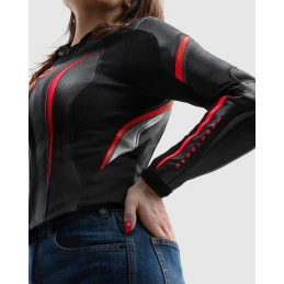 Куртка кожаная женская REBELHORN DIVA ST BLACK RED WHITE