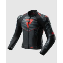 Куртка кожаная REBELHORN VANDAL 2 BLACK GREY FLUO RED